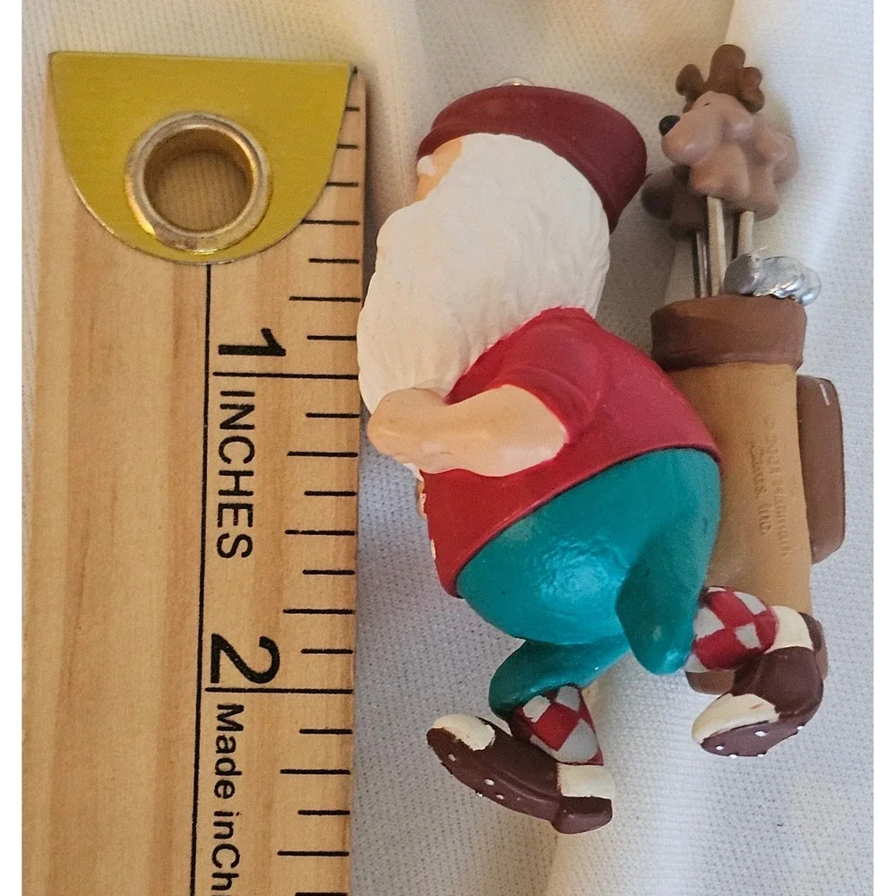 VTG 2001 Hallmark Golfing Santa Ornament Red Teal Keepsake Miniature Figurine